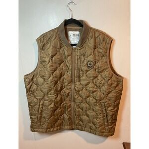 Zero Foxtrot Mens 2XL Quilted Vest Skull Logo Padded Bomber Style Tan Size 2XL